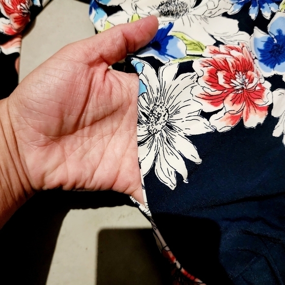 Susan Graver White Navy Floral Swiss Dot Full Zip Jacket Women's Large L Pockets - Picture 7 of 11